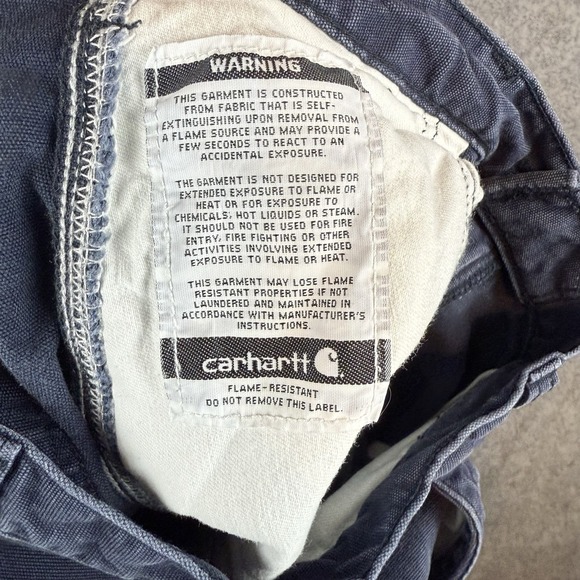 Carhartt FR Cargo Pants Mens 33x30 Blue Flame Resistant Canvas CAT 2 Workwear - Picture 6 of 9
